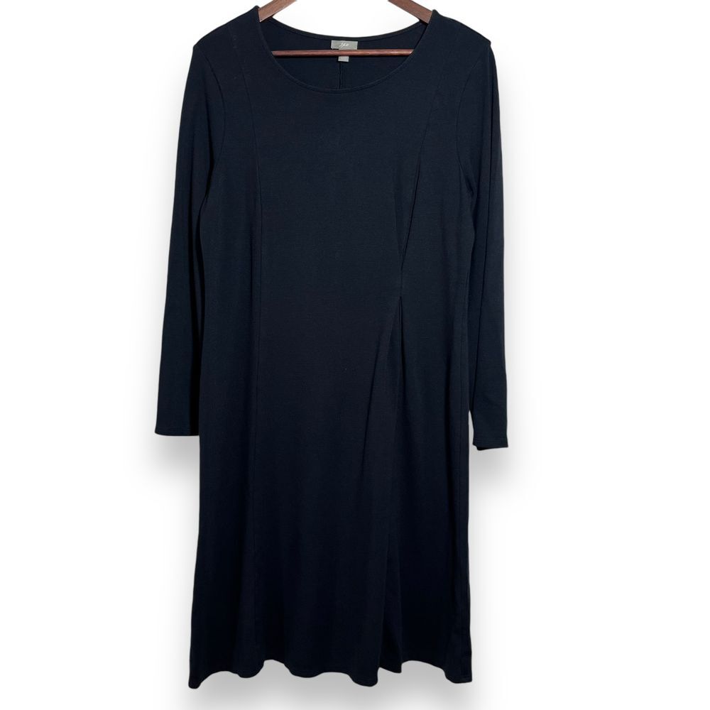 J Jill Shift Dress With Pleat Black Long Sleeve Womens‎ Med Petite Ponte NWOT